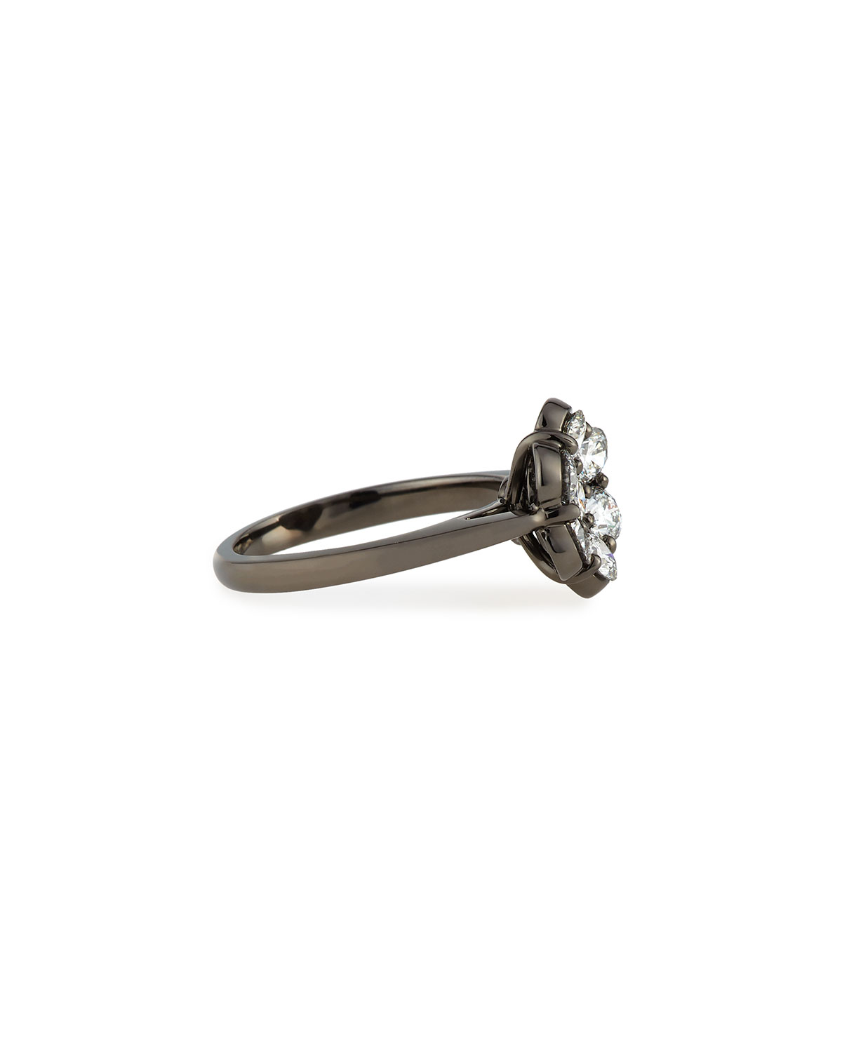 18K Black Gold & Diamond Flower Ring