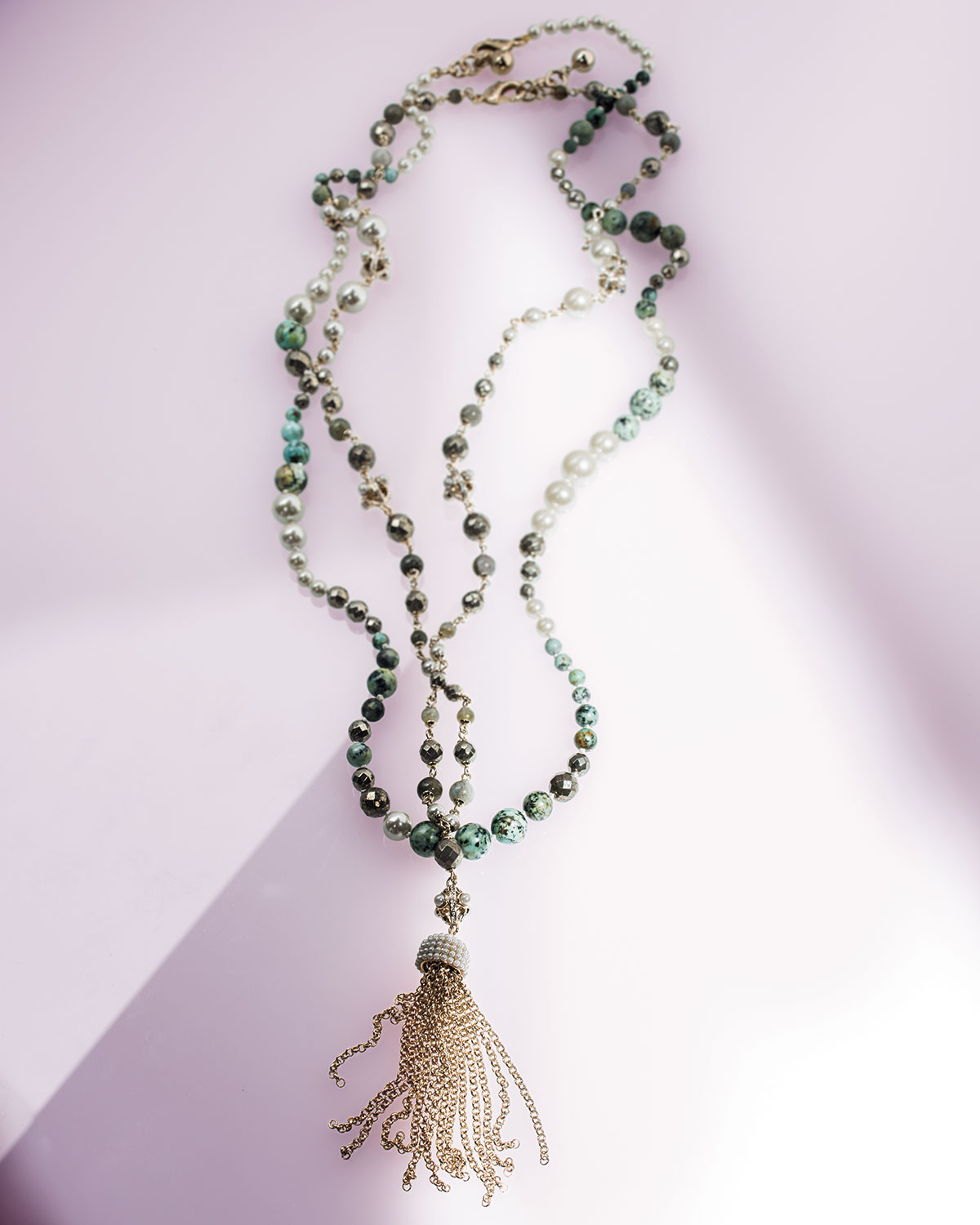 Long Glass Pearl Necklace