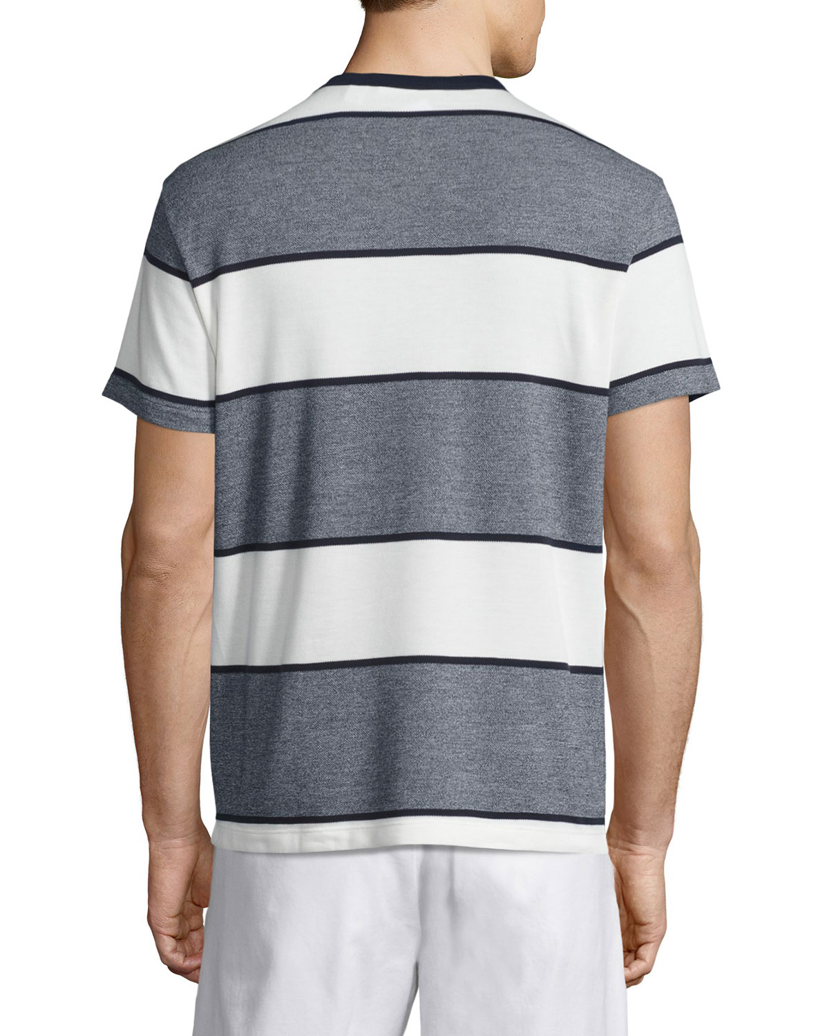 Heather Striped T-Shirt, Bleu Marine