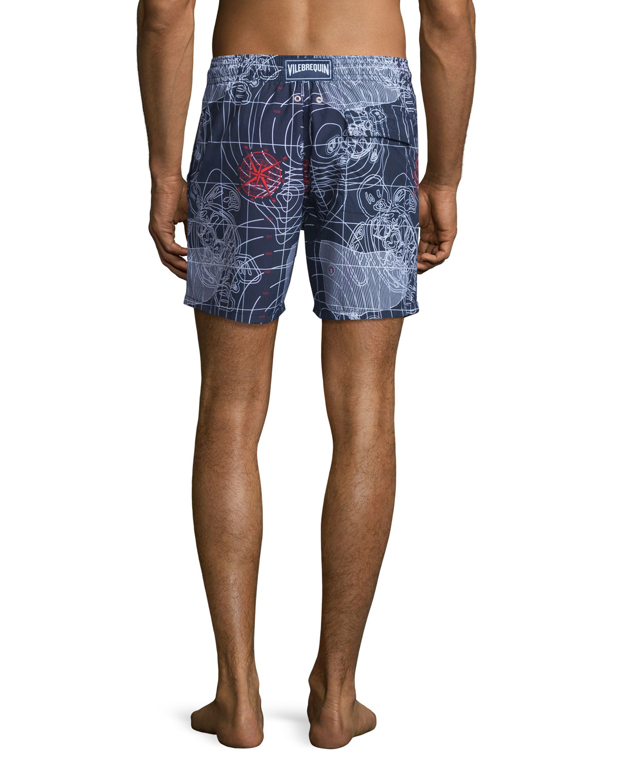Moorea Sonar-Turtle Printed Swim Trunks, White