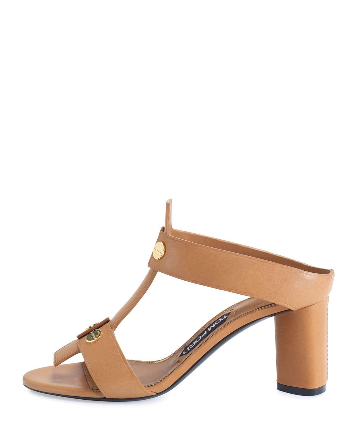 Leather T-Strap 65mm Slide Sandal