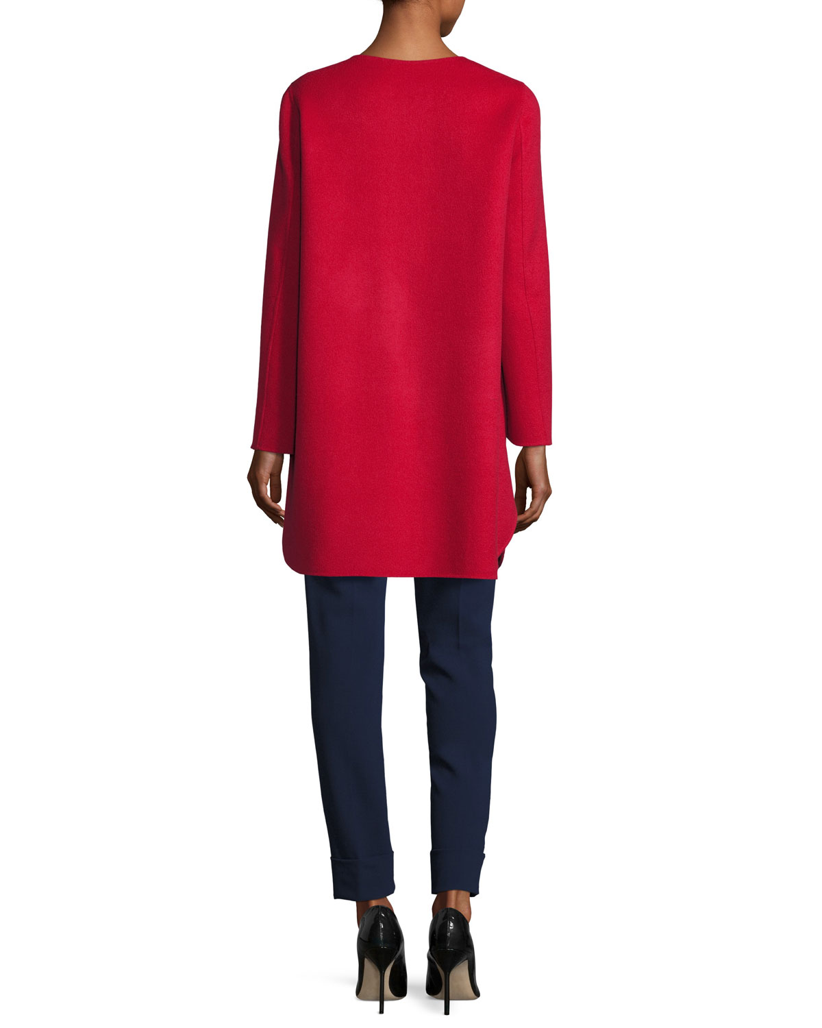 Double-Faced Wool Wrap Coat, Red