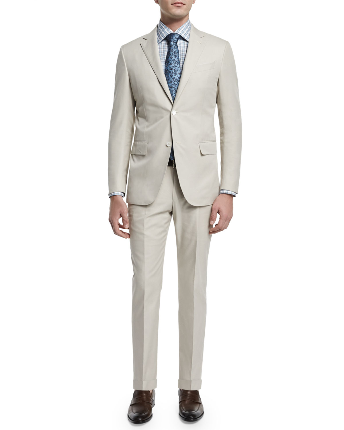 Two-Piece Cotton Suit, Beige