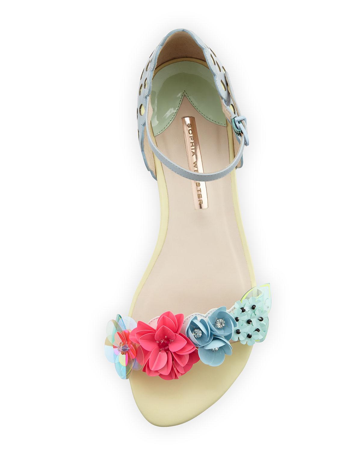 Lilico Floral Sequin Flat Sandal, Pearl Blue
