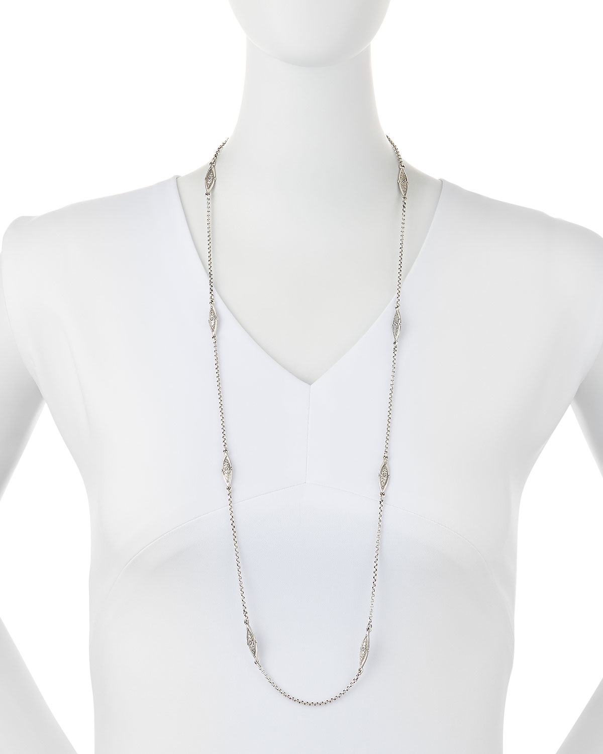 Sterling Silver Eight-Station Long Necklace, 36"