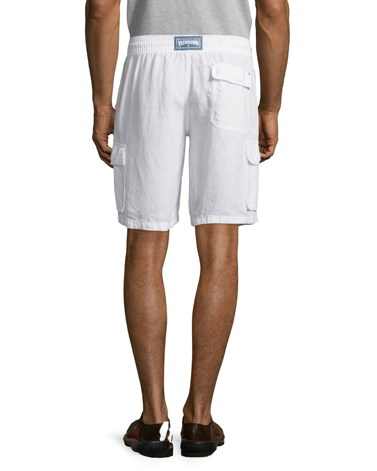 Baie Solid Linen Cargo Shorts, White