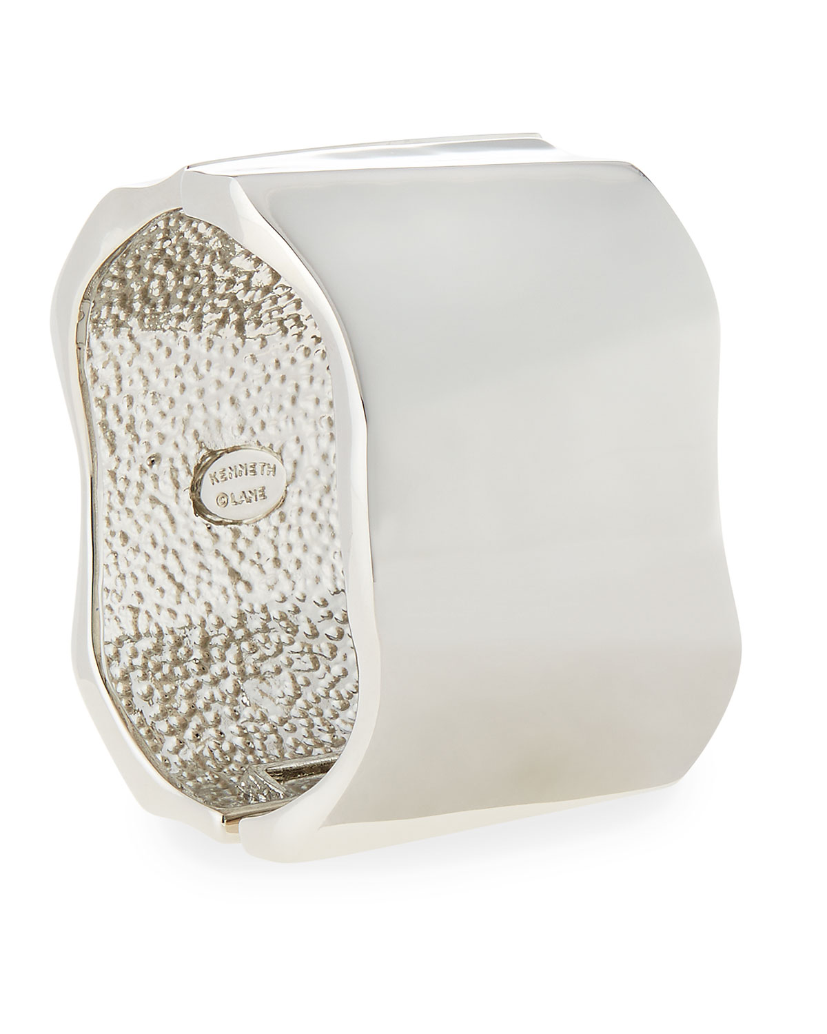 Rhodium-Plated Geometric Wide Cuff