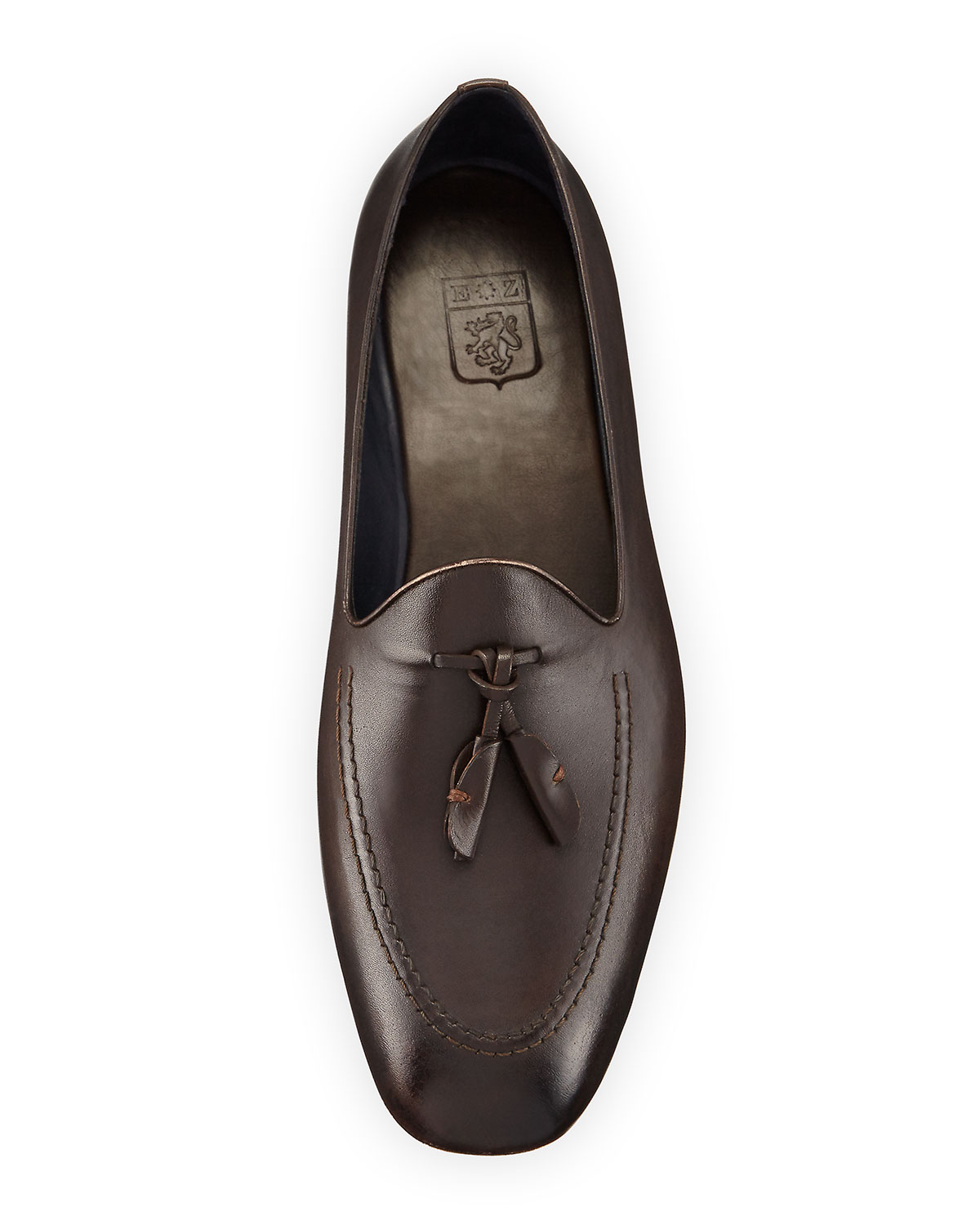 Panama Leather Tassel Loafer, Dark Brown