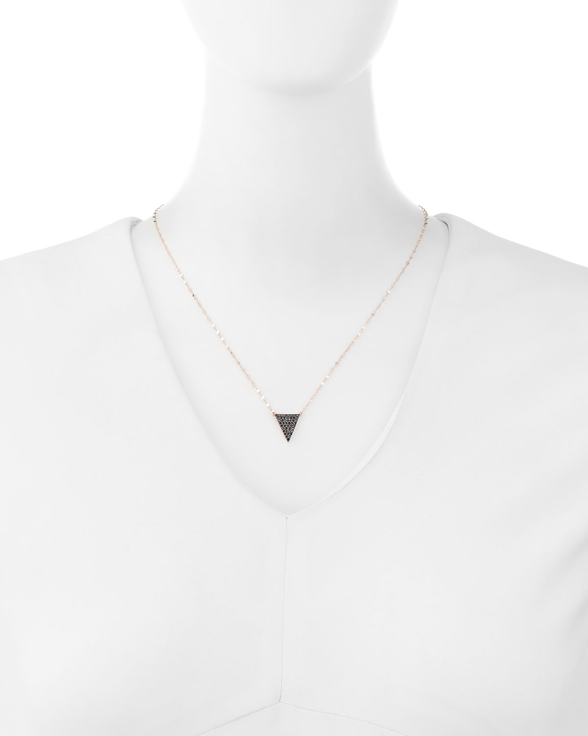 Reckless Black Diamond Triangle Necklace in 14K Rose Gold