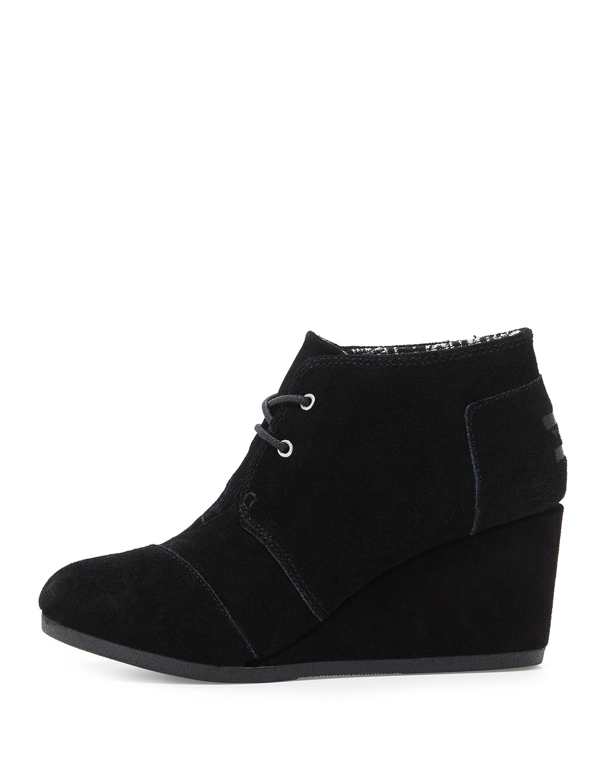 Suede Desert Wedge Boot, Black