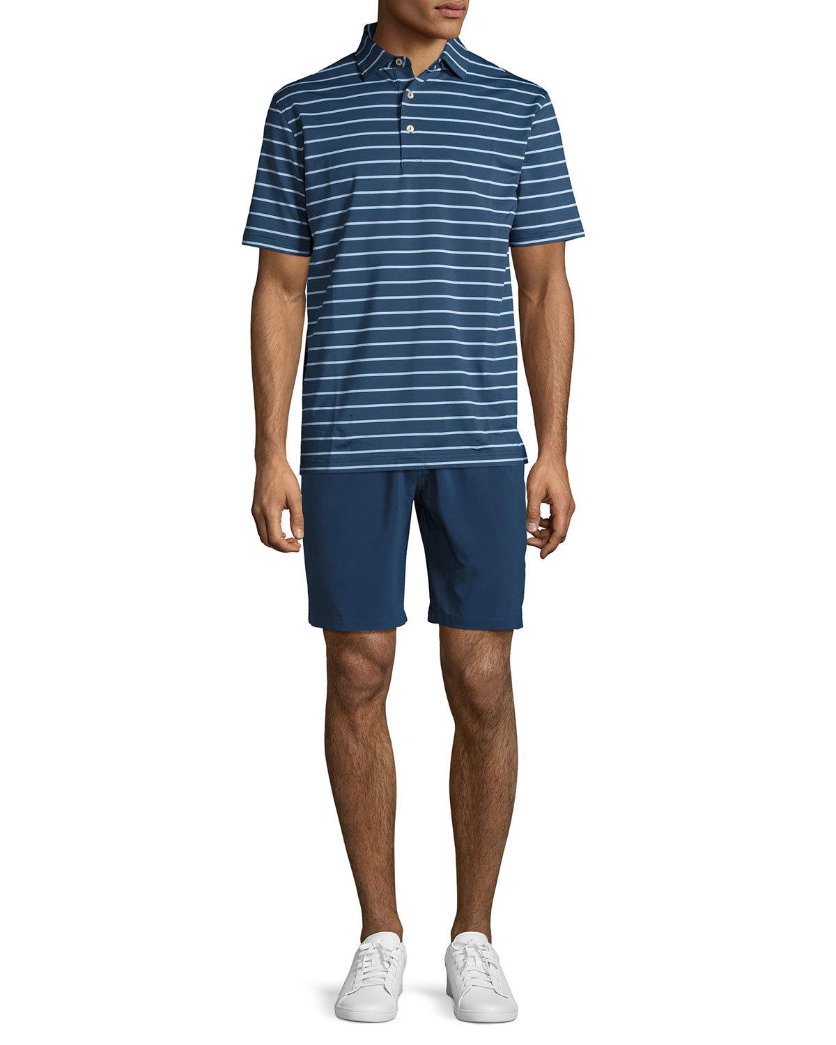 Tradeshow Striped Jersey Polo Shirt, Dark Blue