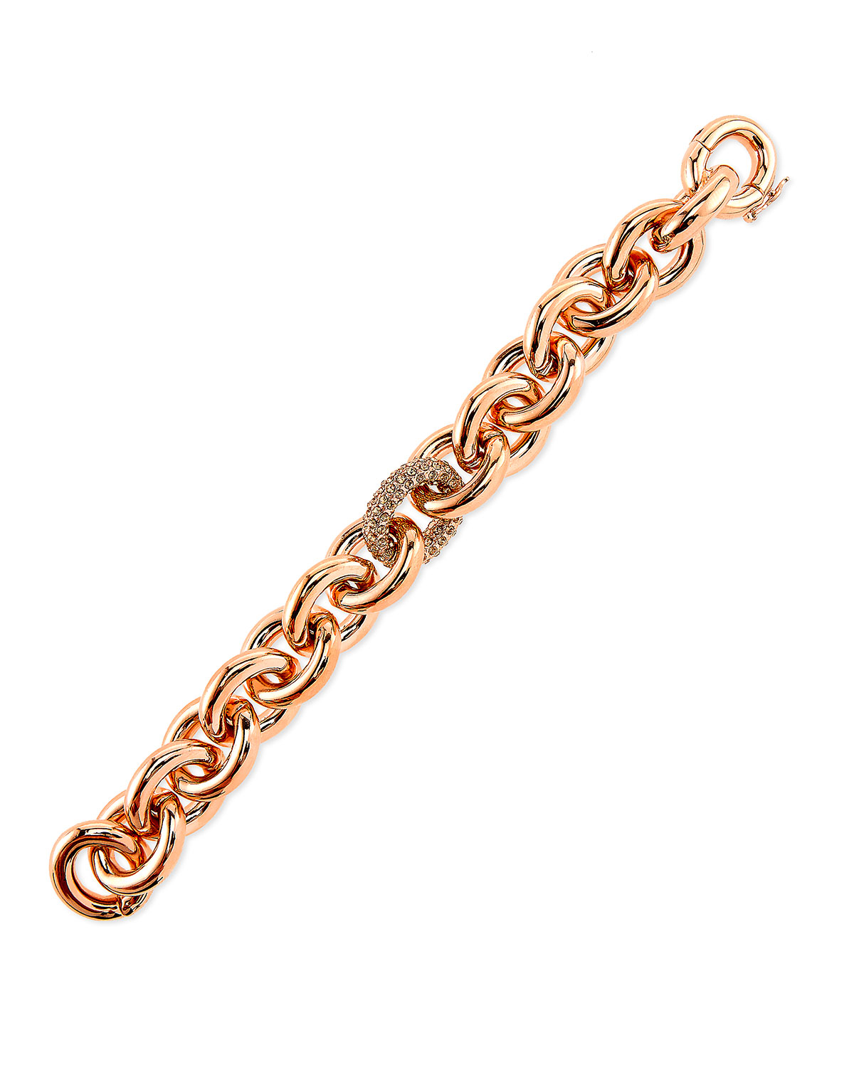 Rose Gold Pave-Link Chain Bracelet