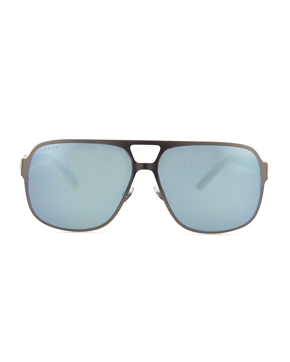 Ruthenium Ice Matte Metal Aviators, White