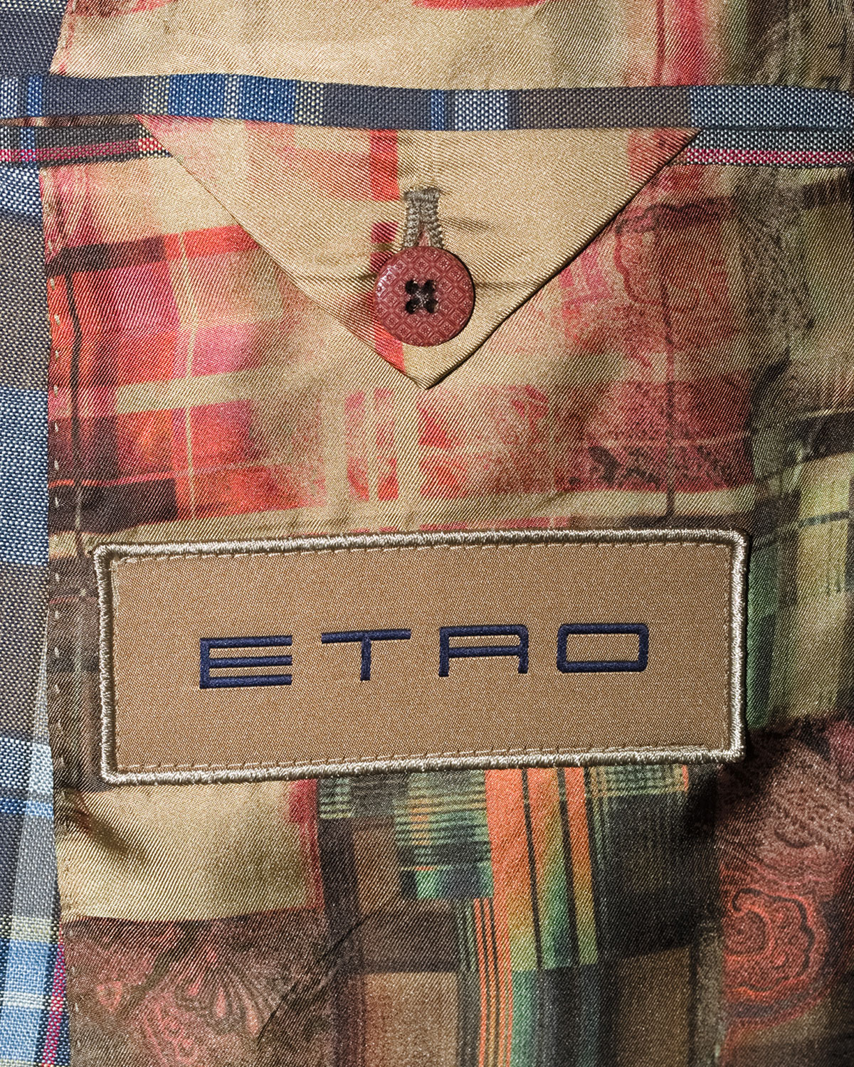 Madras Plaid Linen-Cotton Blazer, Beige