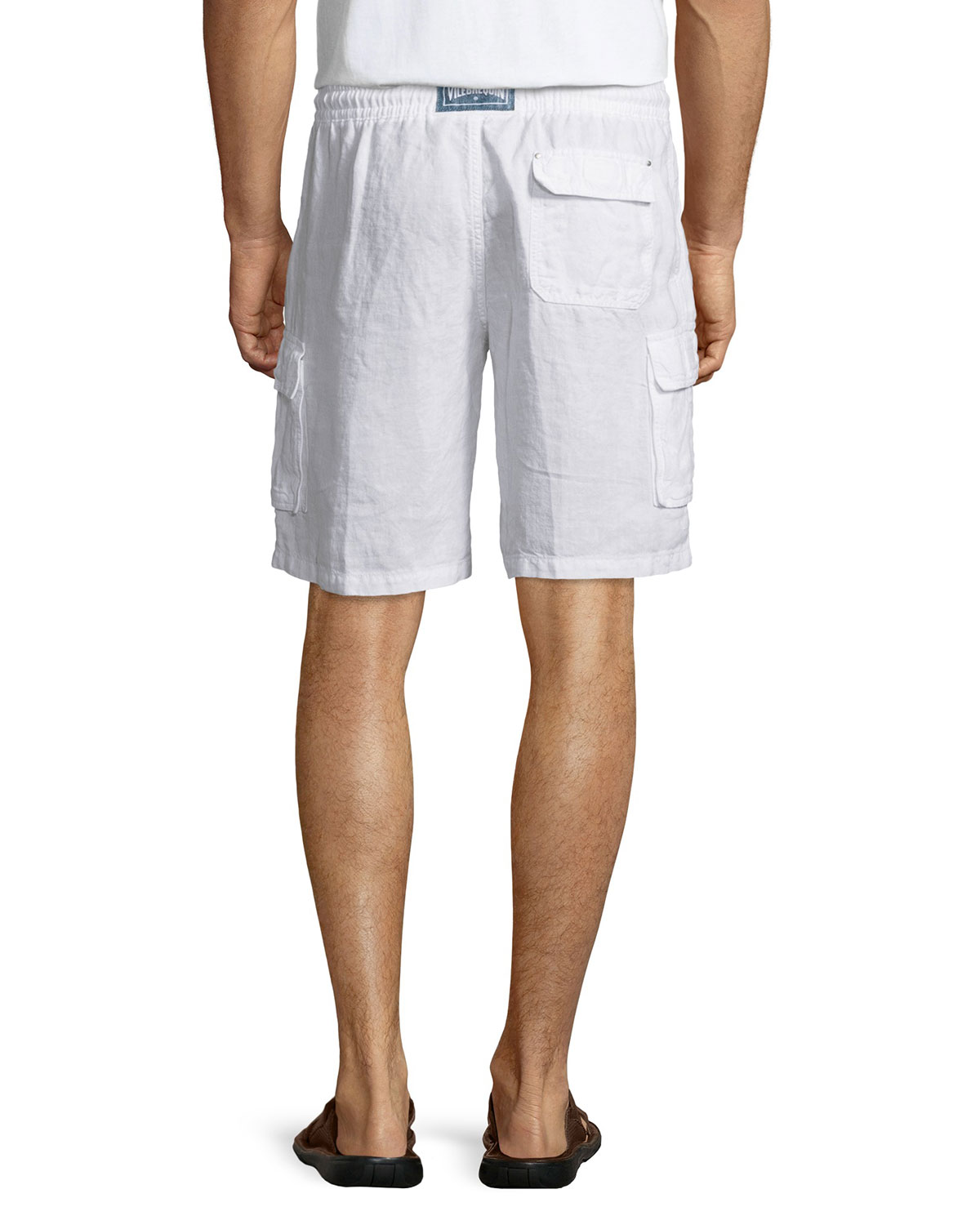 Baie Solid Linen Cargo Shorts, White