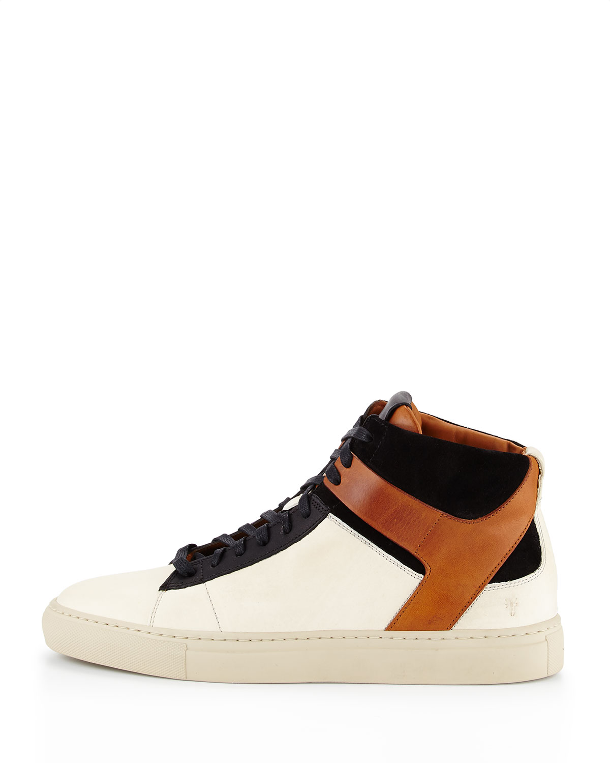 Owen Men's High-Top Sneaker, Off White/Black/Brown