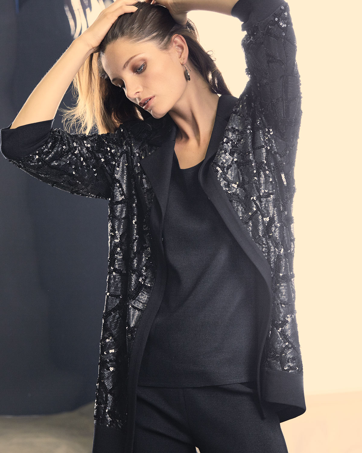 Sequined Open Jacket
