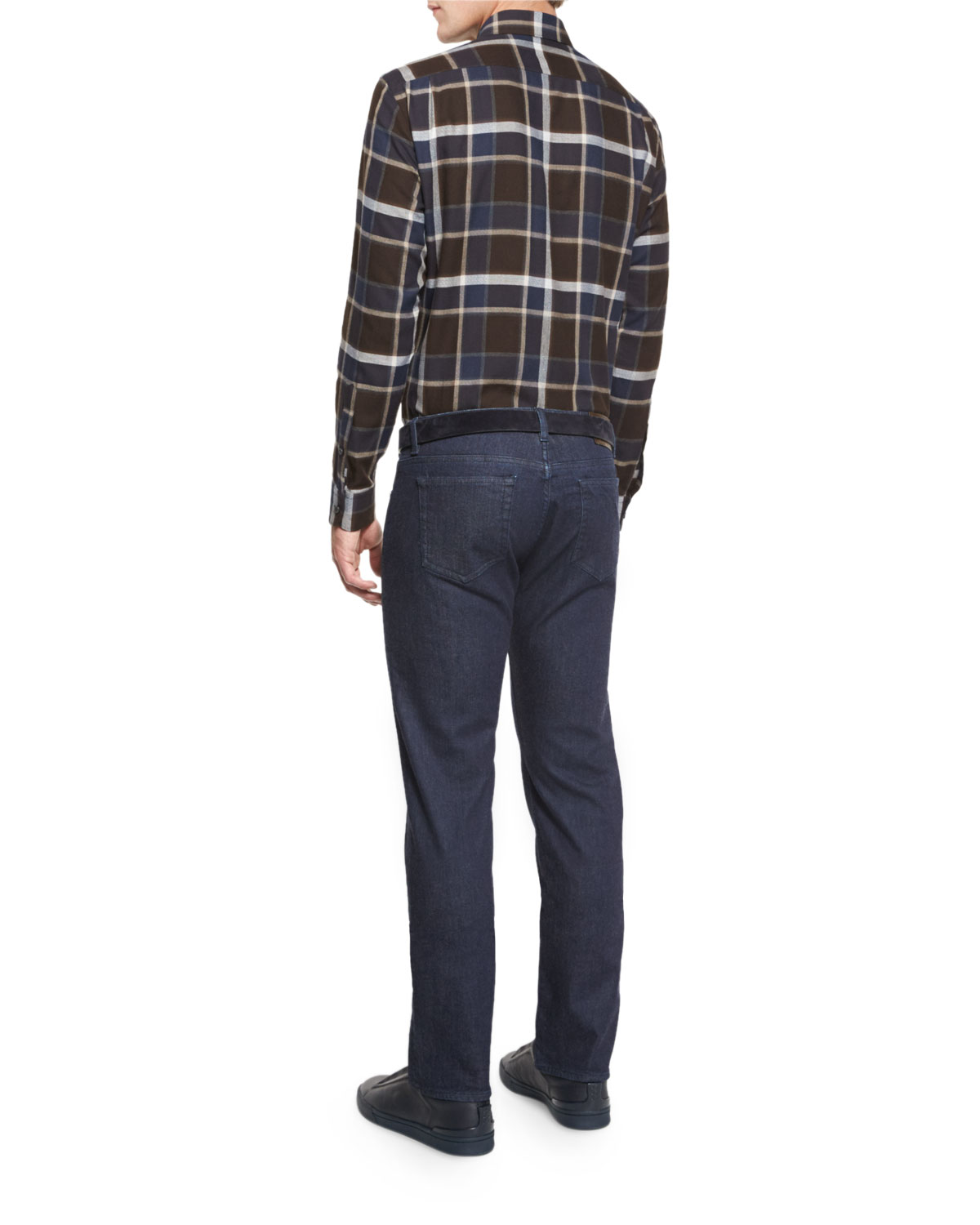 Large-Plaid Long-Sleeve Sport Shirt, Brown Pattern