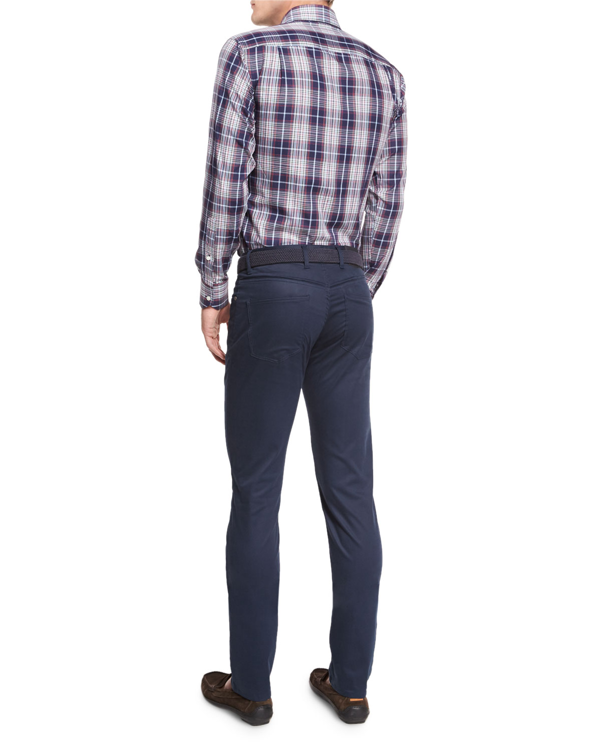 Yorkshire Plaid Sport Shirt, Navy/Pink