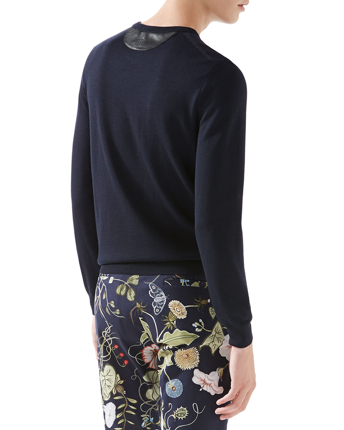 Wool-Cashmere Sweater with Leather Detail 