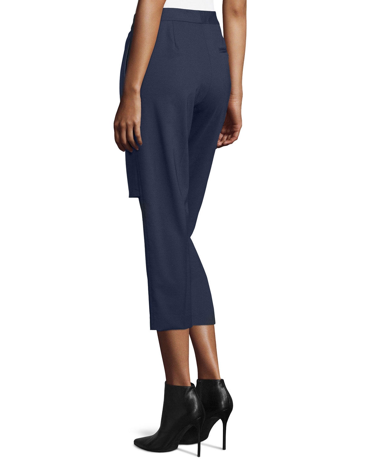 Cropped Apron-Front Pants, Navy