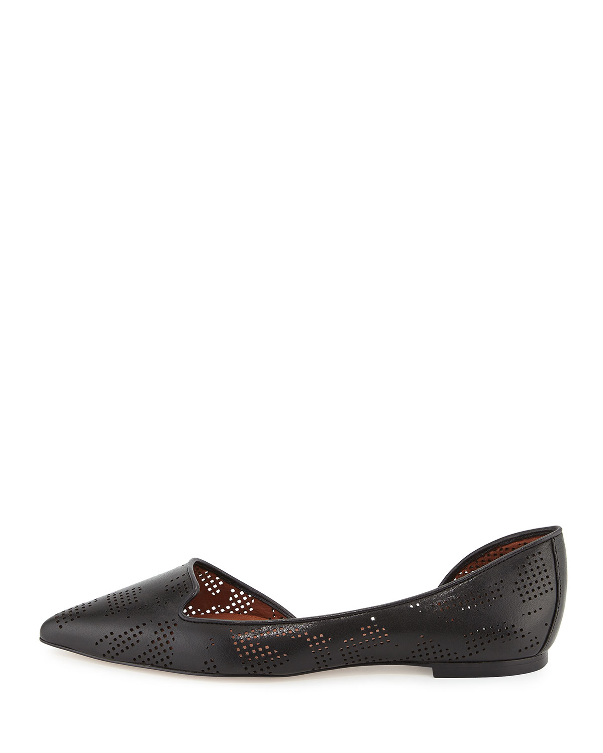 Neara Perforated Half-d'Orsay Skimmer Flat, Black