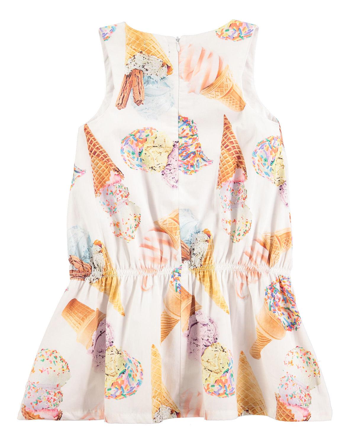 Catalina Racerback Ice Cream Cone Dress, White, Size 2T-10