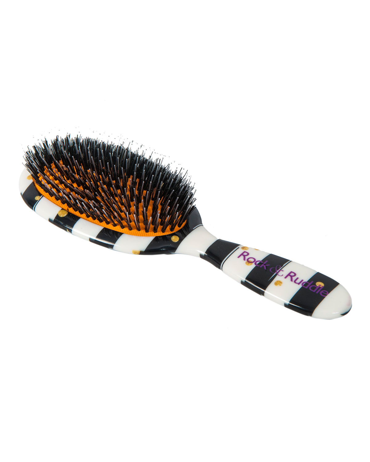 Large Black Stripes with Gold Dots Mixed Bristle Hairbrush