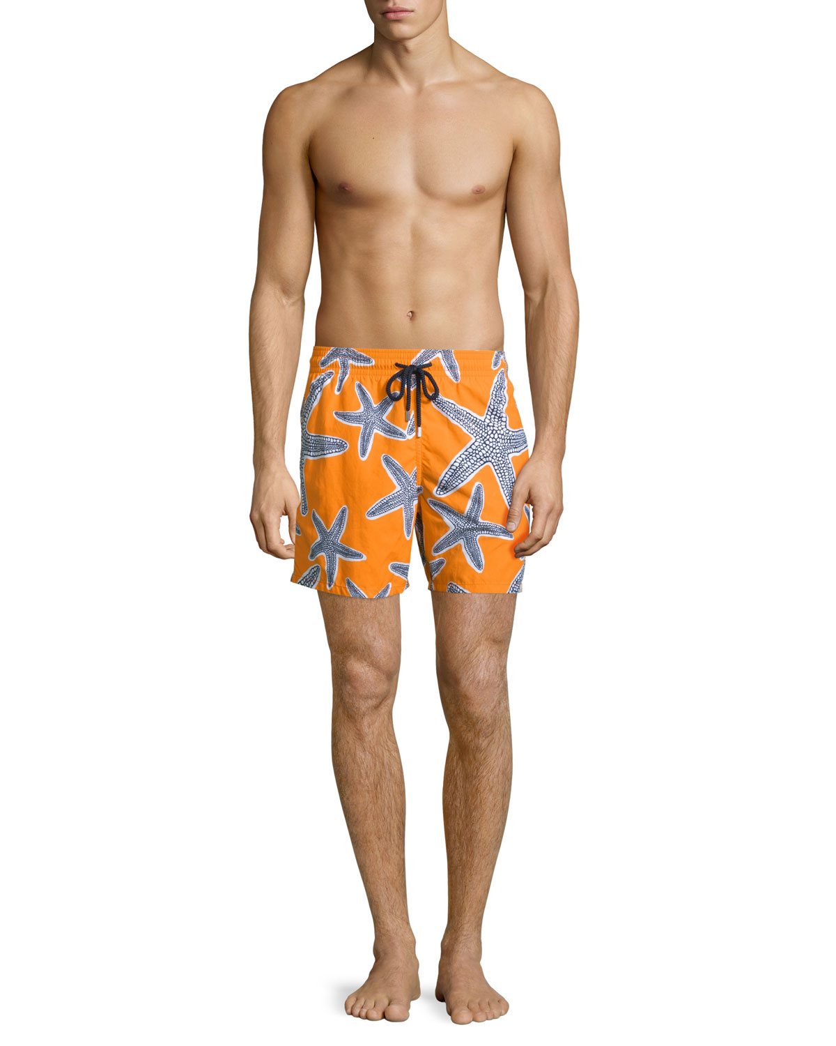 Moorea Starlets Starfish-Print Swim Trunks, Orange