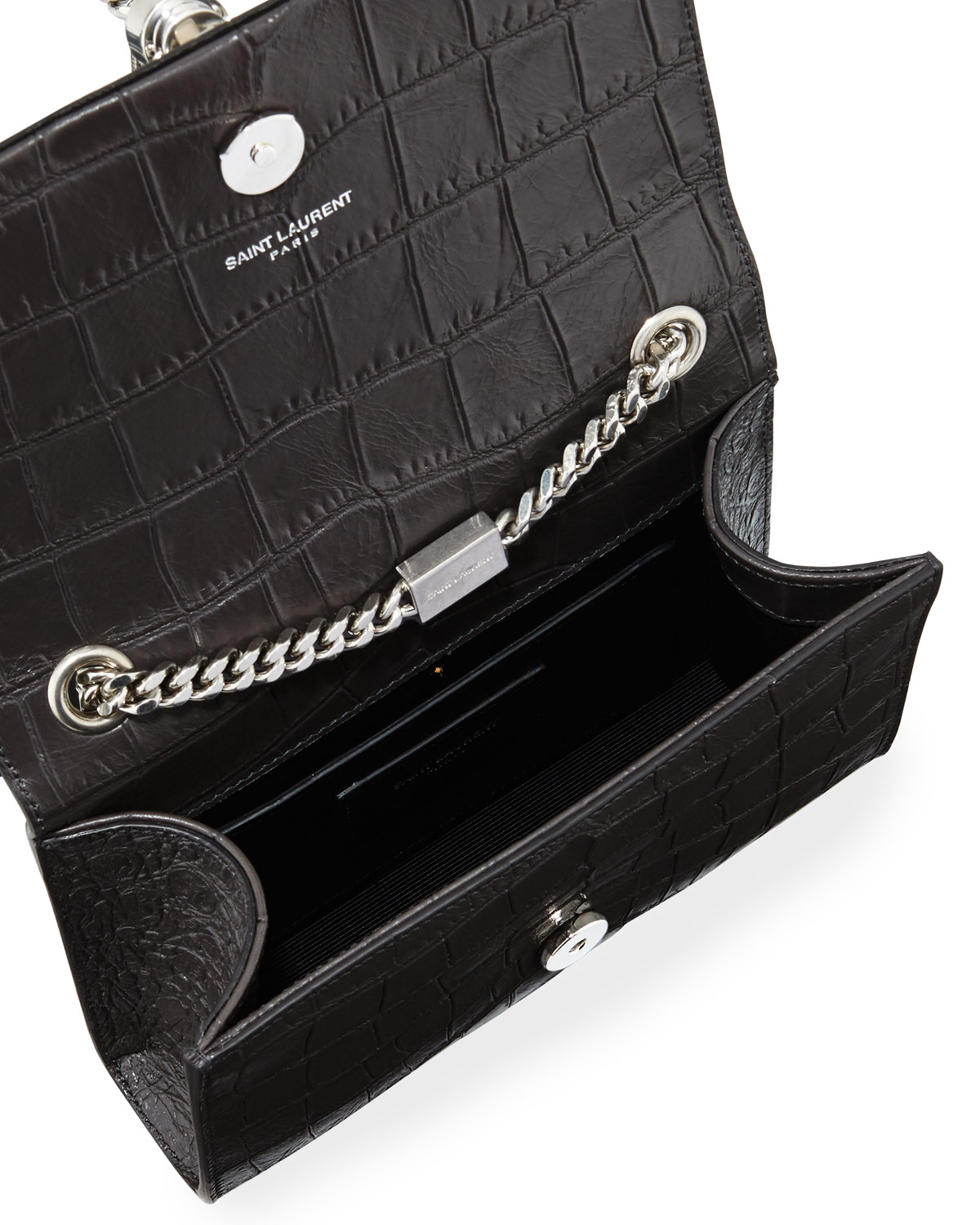 monogram small kate tassel crocodile-embossed shoulder bag, dark