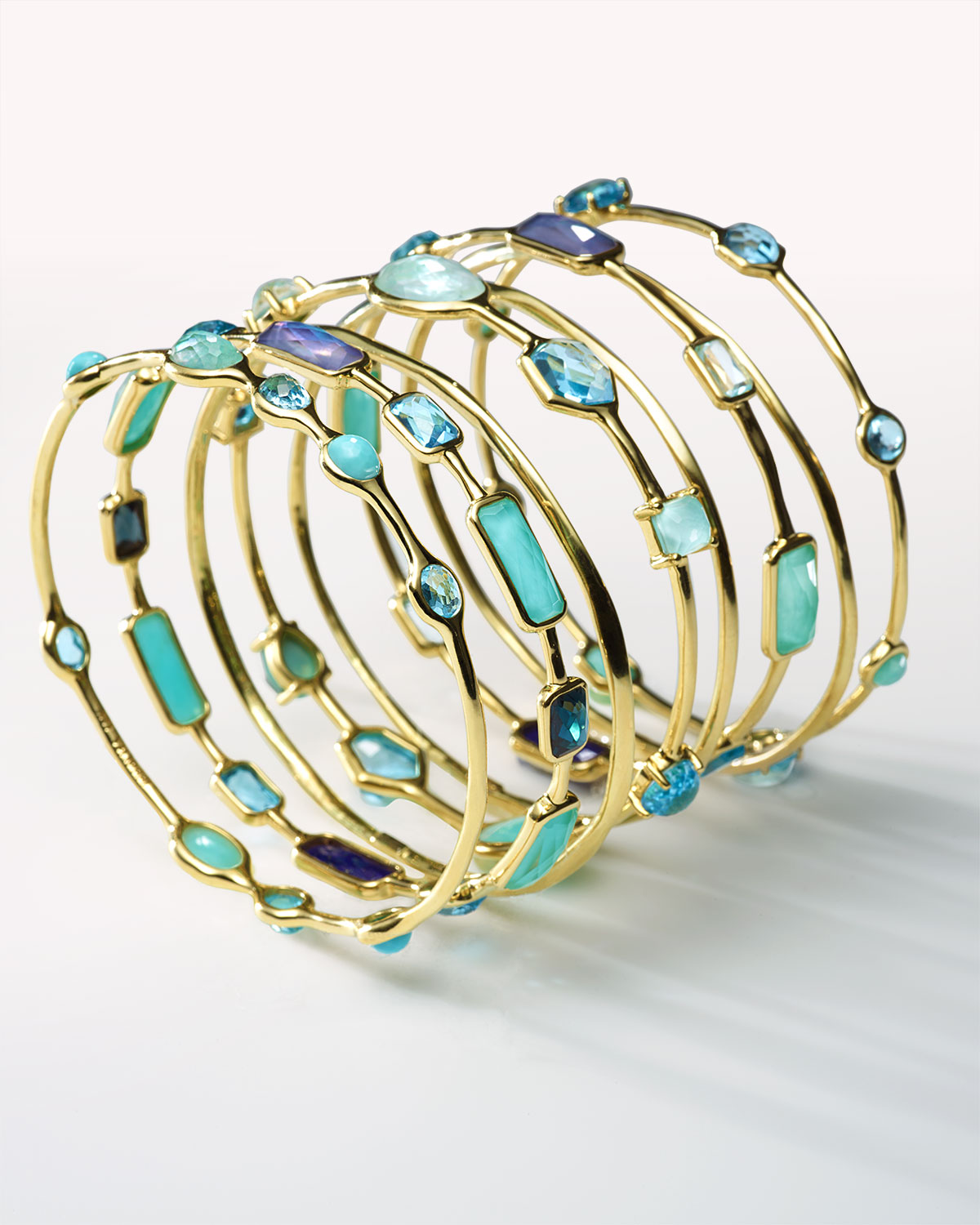 18K Rock Candy 8-Stone Bangle in Waterfall