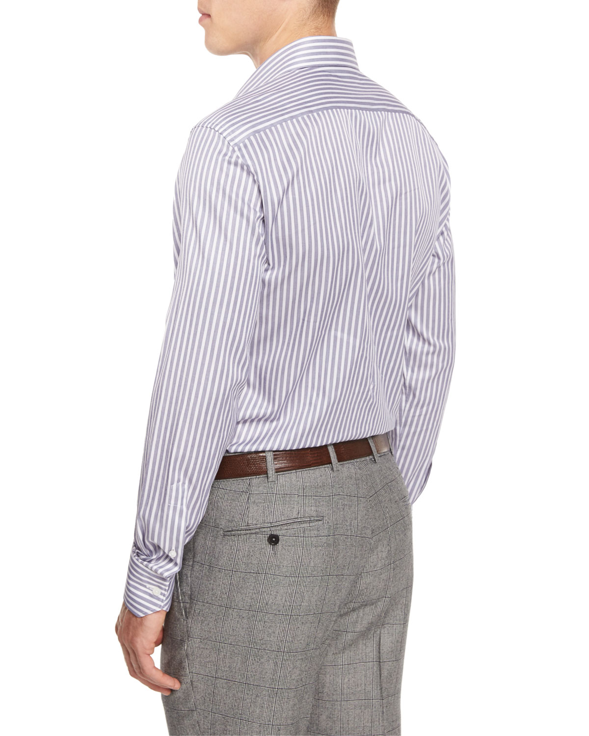 Bold-Striped Long-Sleeve Sport Shirt