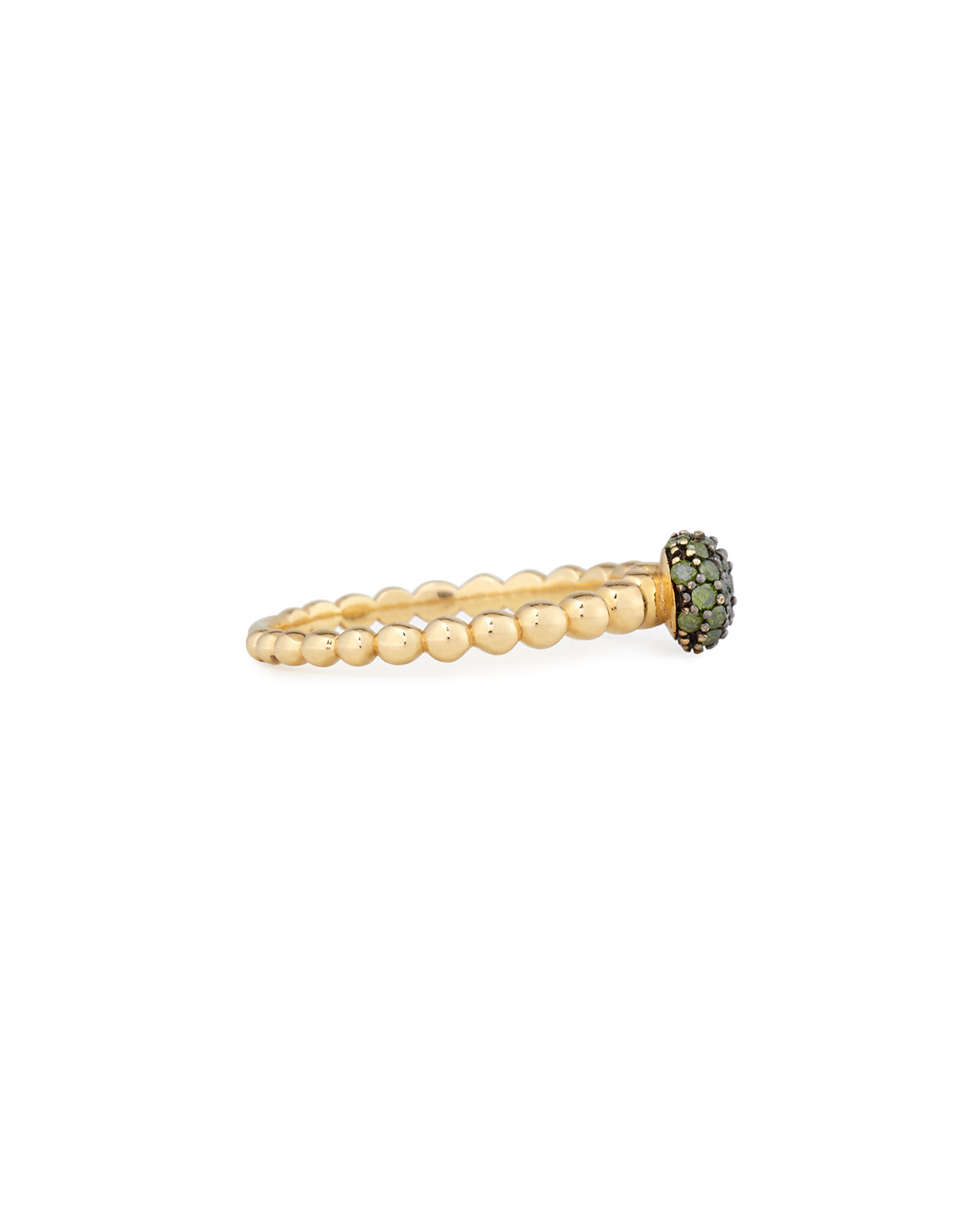 Molten 18K Gold & Pavé Green Diamond Stacking Ring