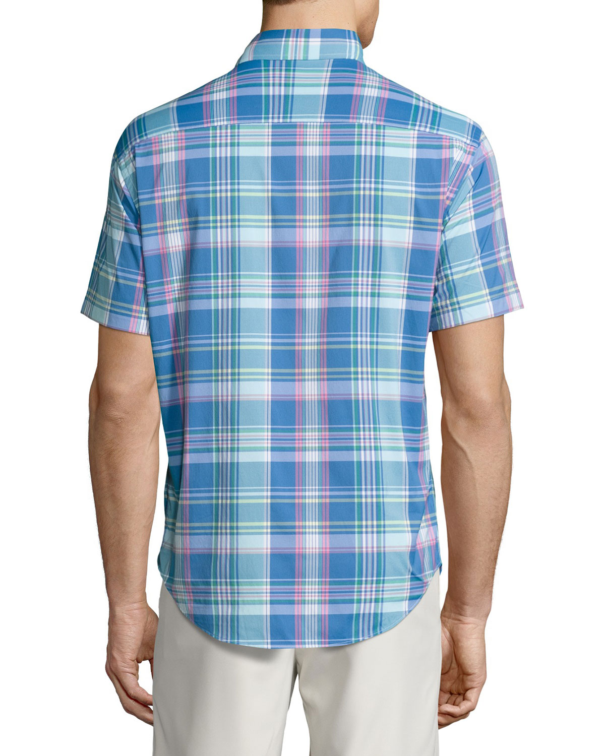Colt Performance Plaid Short-Sleeve Shirt, Blue