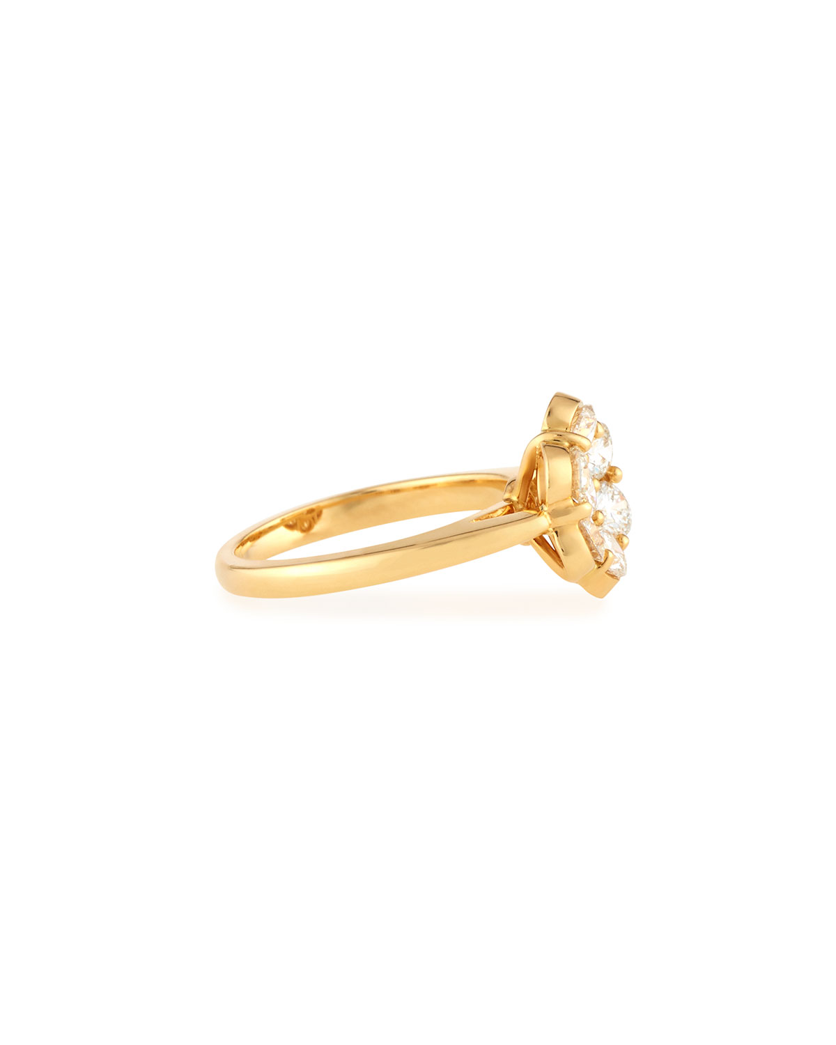 18K Yellow Gold & Diamond Flower Ring