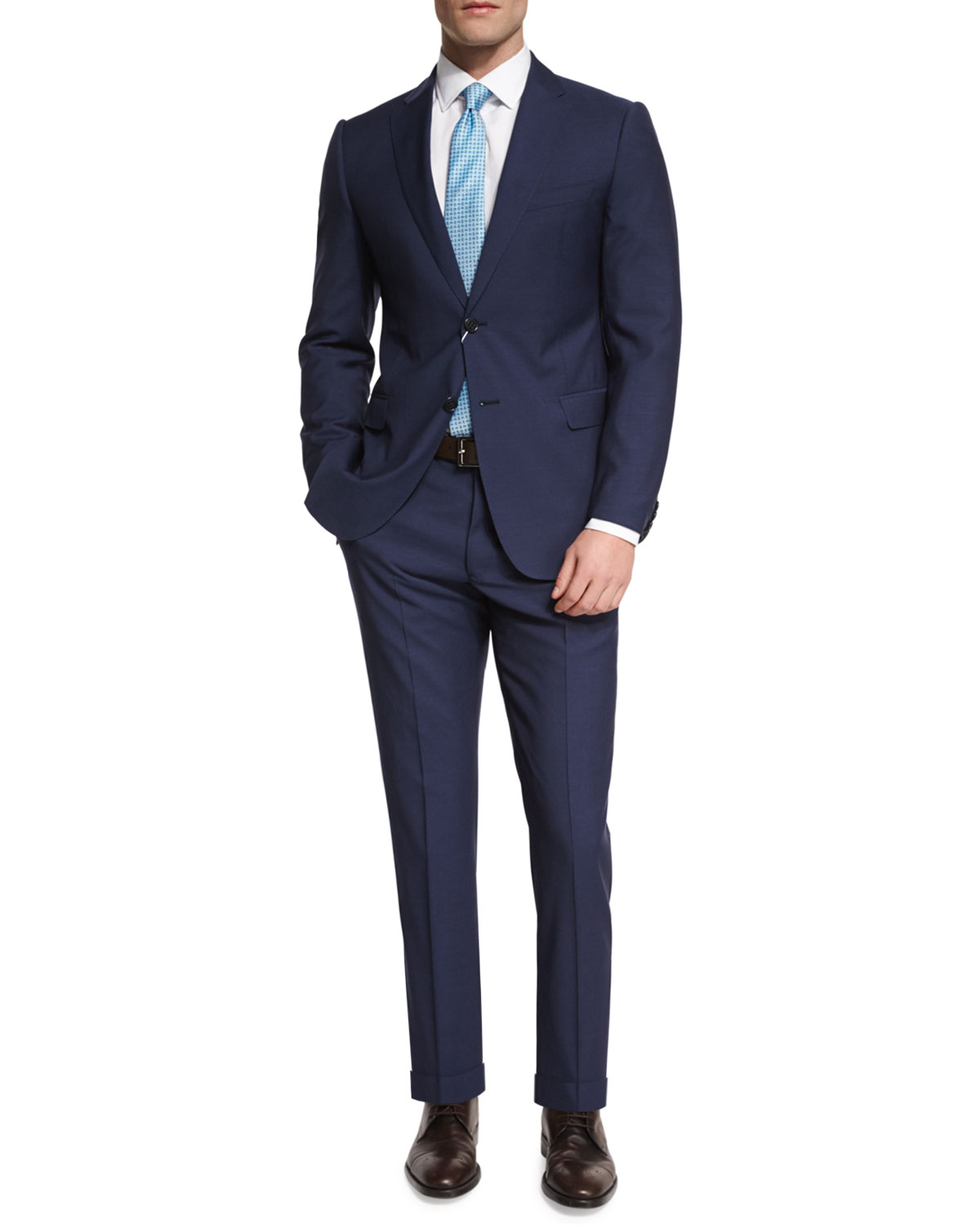 M-Line Solid Two-Piece Wool Suit, Navy