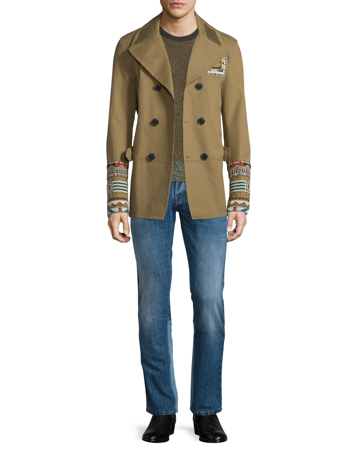 Moline Colorblock Crewneck Sweater, Brown