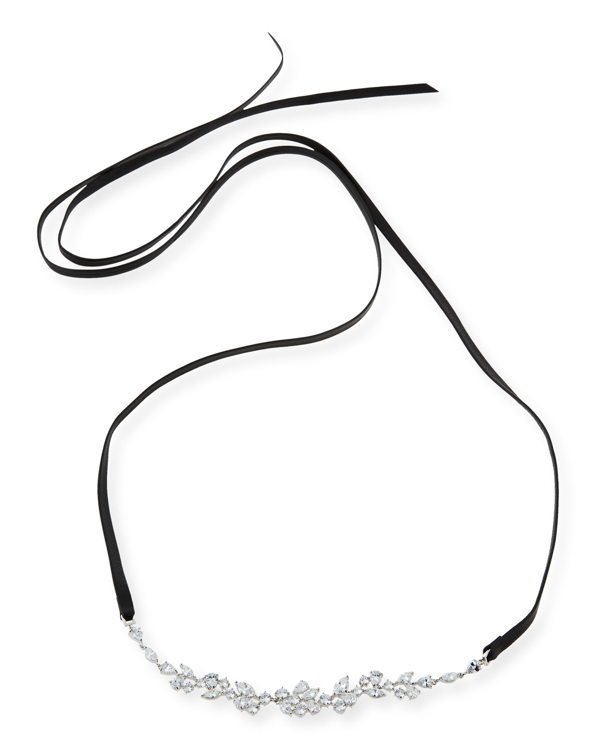 Monarch Florette Leather Choker Necklace with Crystals