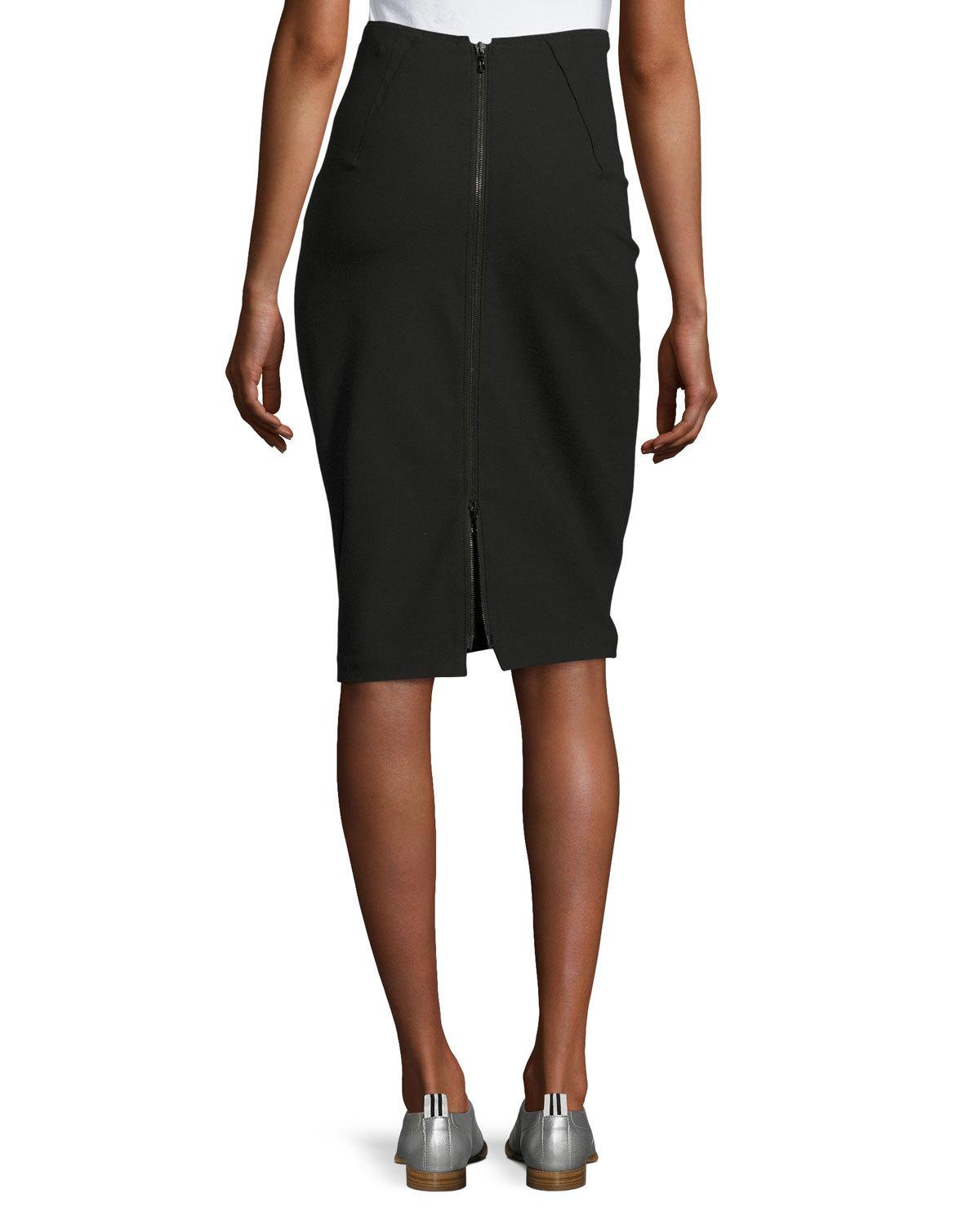 Phoebe Back-Zip Pencil Skirt, Black