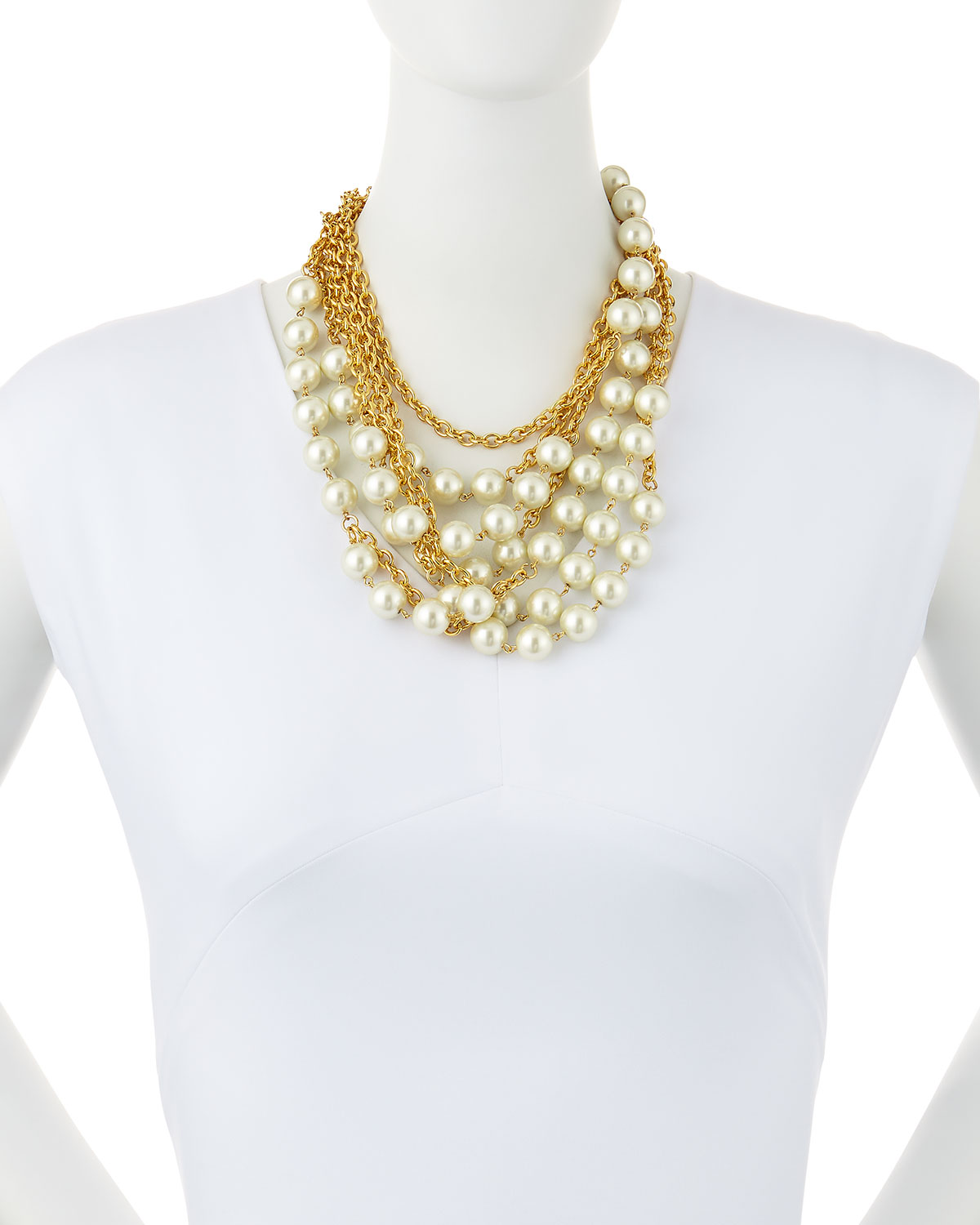 Multistrand Simulated-Pearl Necklace