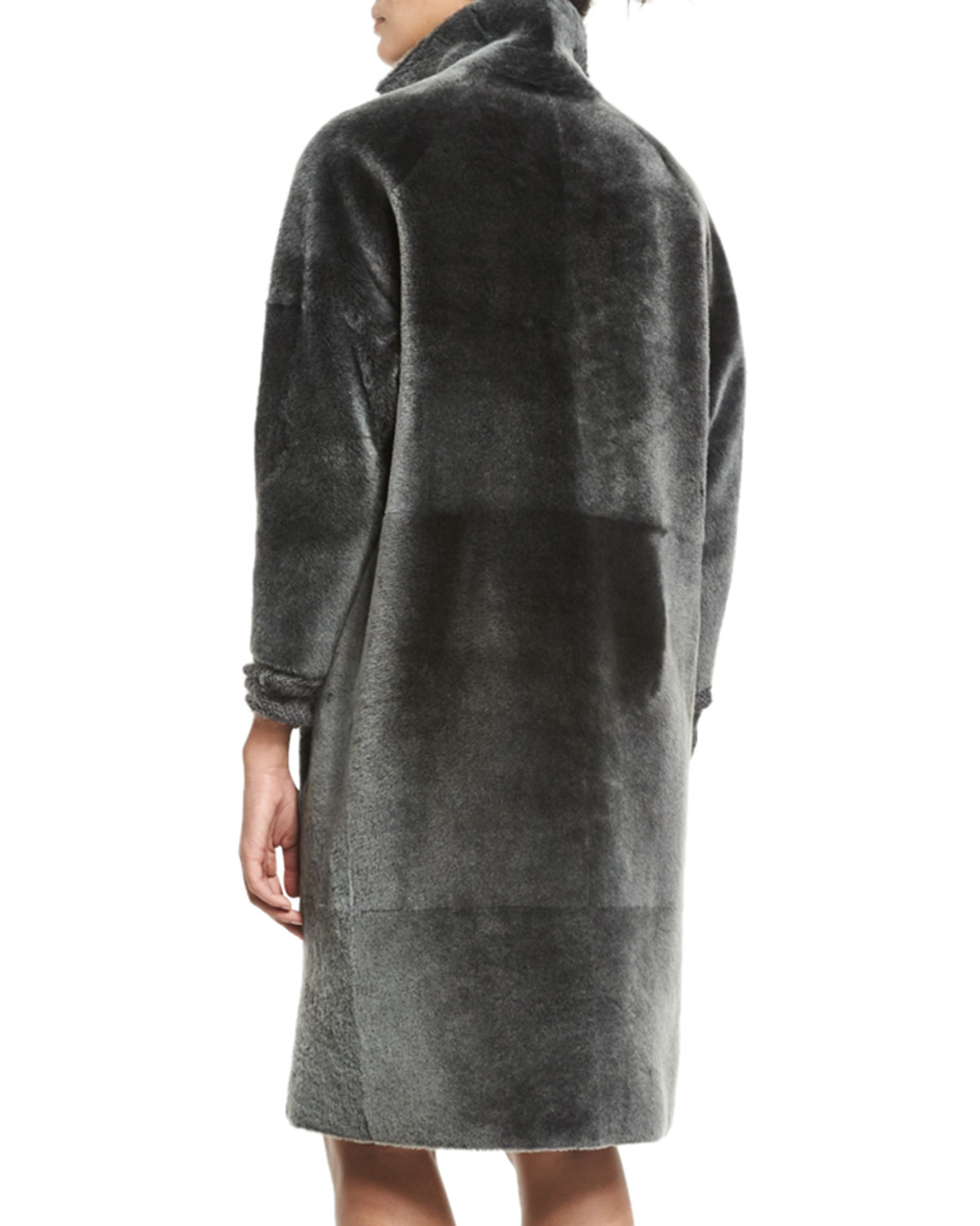 Long Shearling Coat, Charcoal