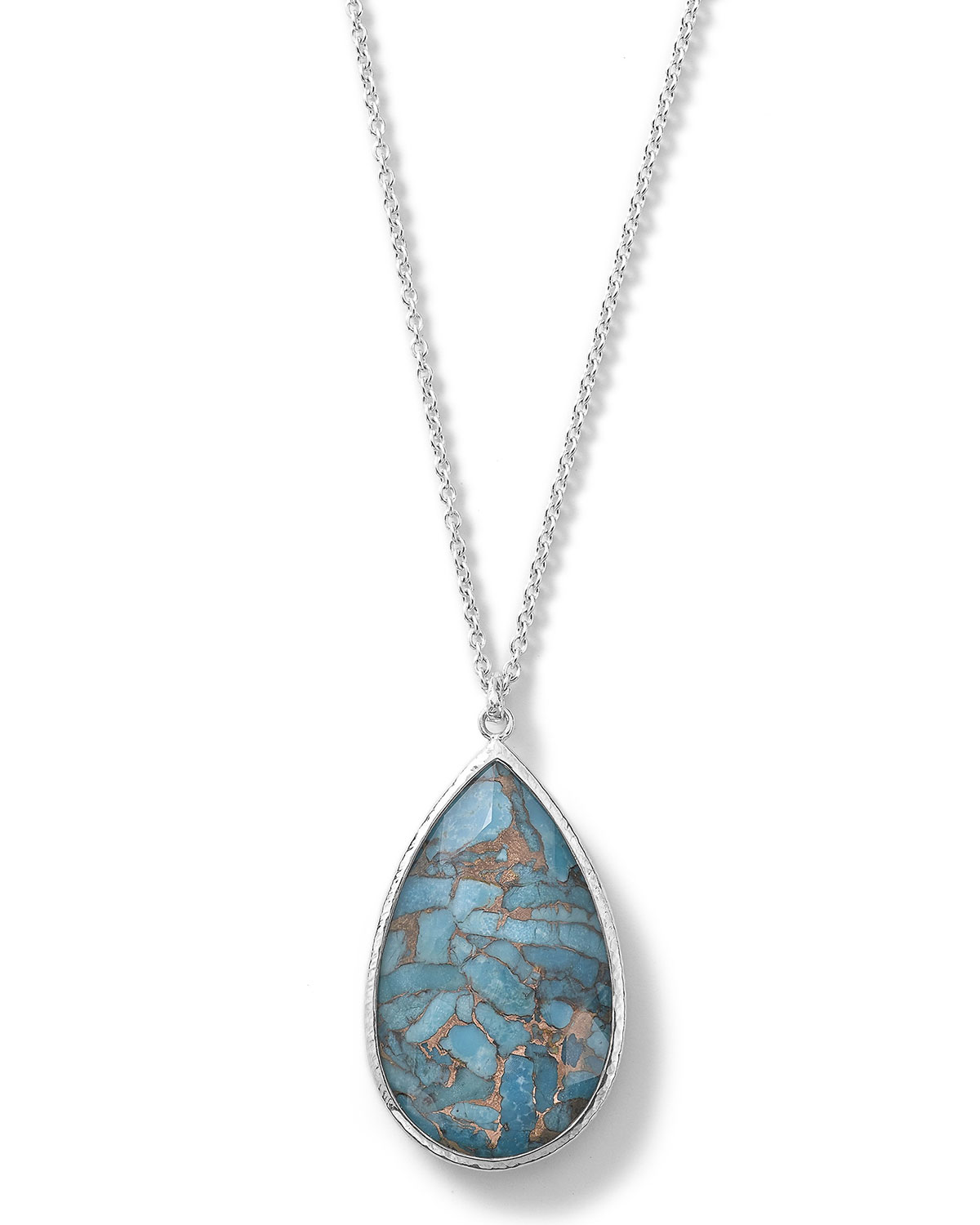 925 Rock Candy Turquoise Pear Pendant Necklace