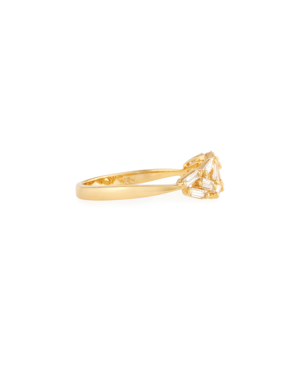 Fireworks 5mm Baguette Cluster Ring in 18k Yellow Gold, Size 6.5