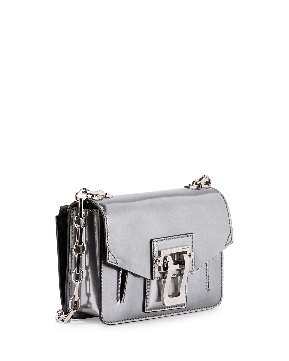 Hava Sparkling Metallic Leather Crossbody Bag, Silver