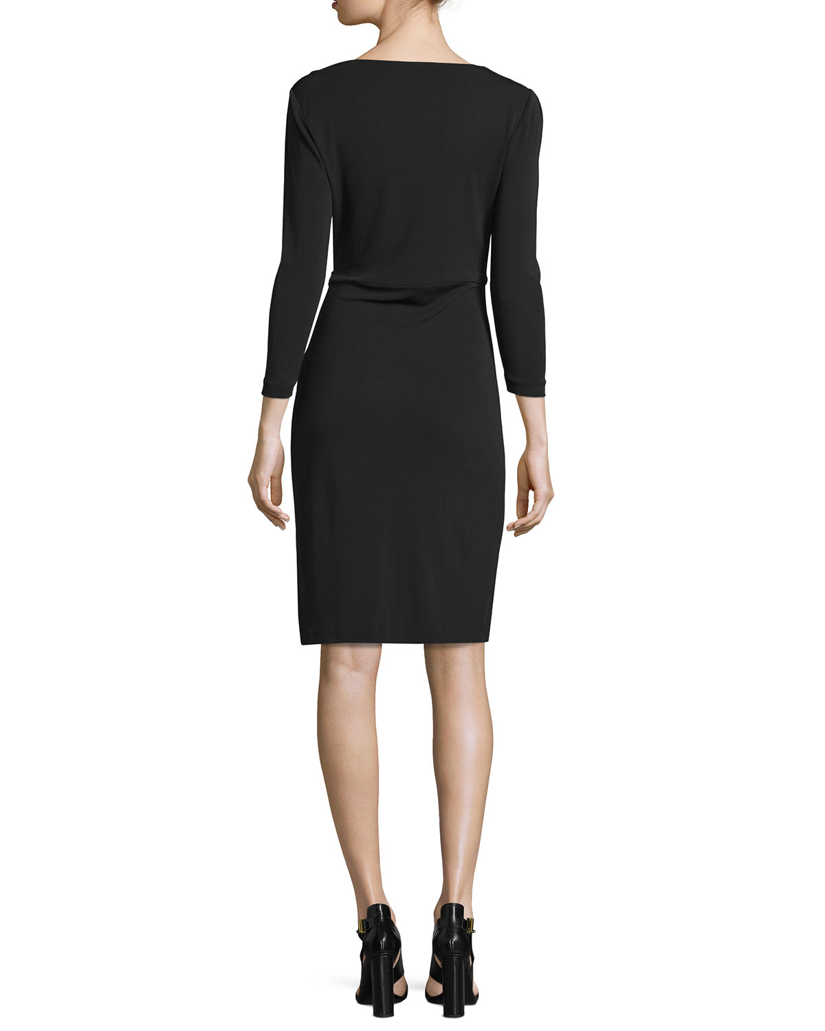 Calista 3/4-Sleeve Sheath Dress, Black