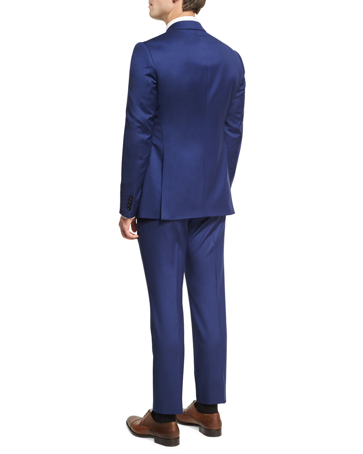 Micro Wool Two-Piece Suit, Bright Blue