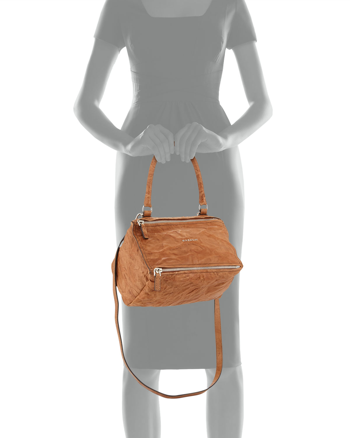 Pandora Small Leather Shoulder Bag, Caramel