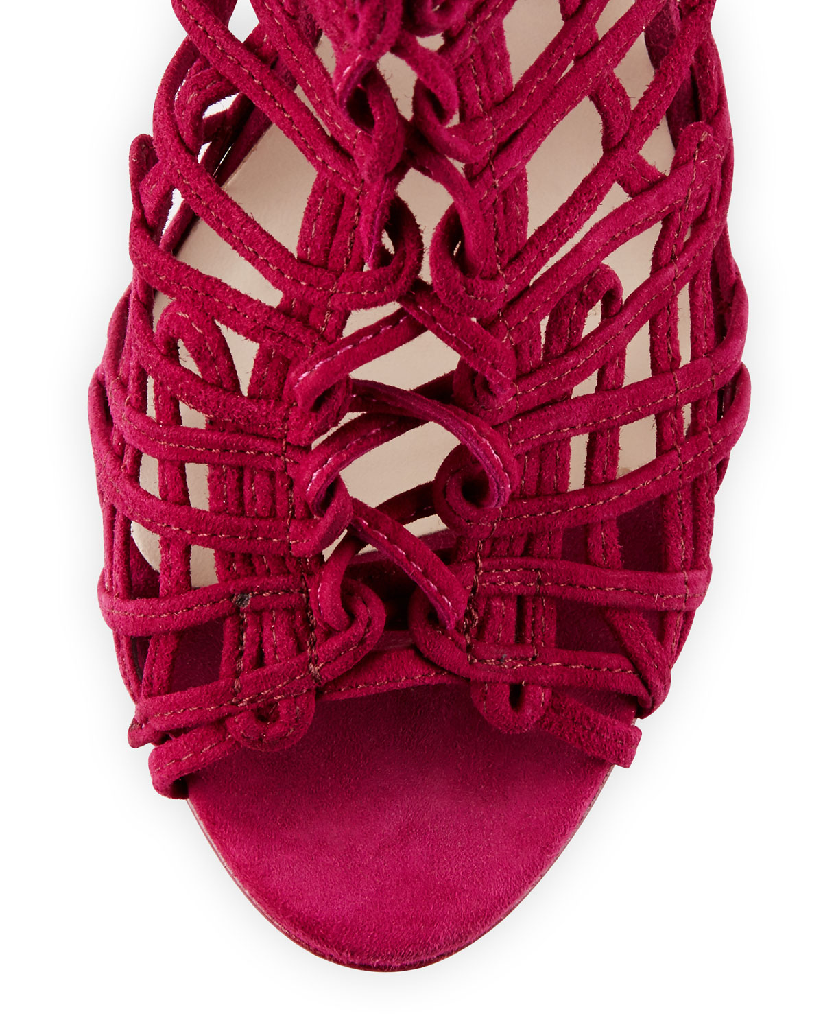 Delphine Suede Lace-Up Bootie, Winter Cherry