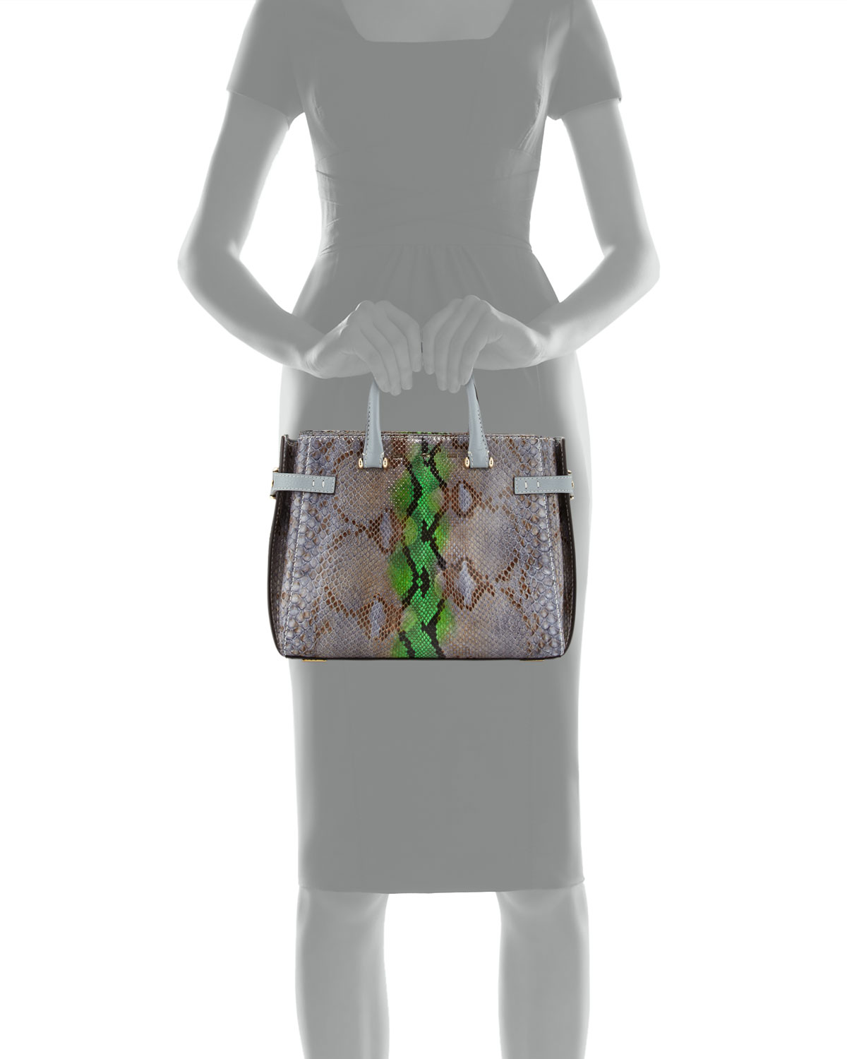Boulevard 28 Python Tote Bag, Light Blue