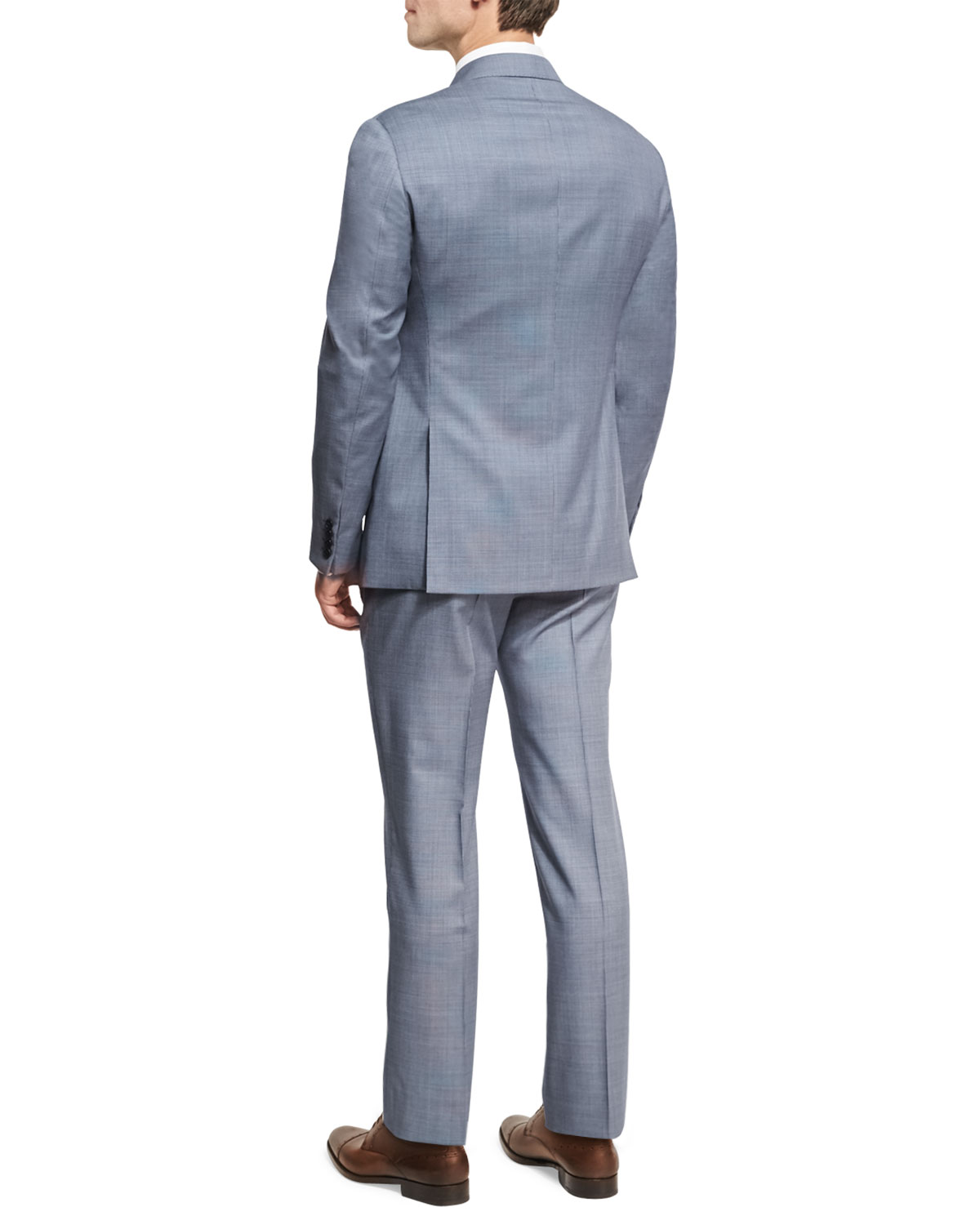 Neat Wool Two-Piece Suit, Blue/White